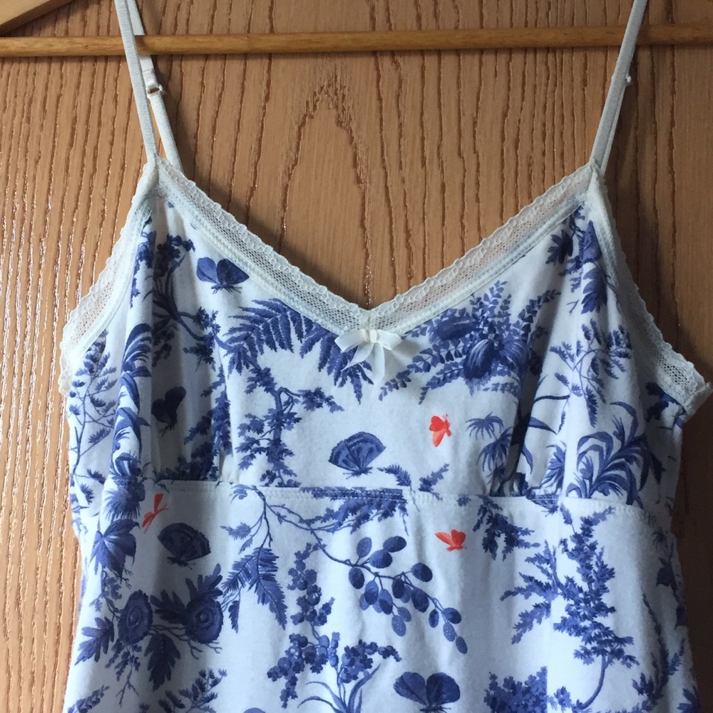 White and Blue Babydoll Empire Waist Dress Slip